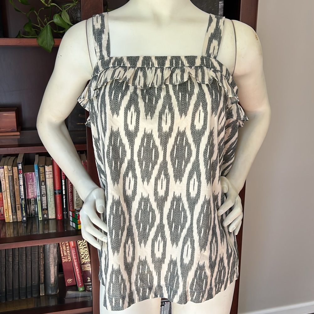 NWT J Crew Ikat Ruffle top